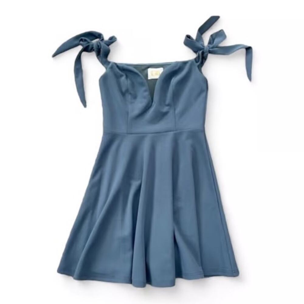 Gianni Bini Tie Shoulder Plunge Neck Skater Dress Size XL  NWT Teal